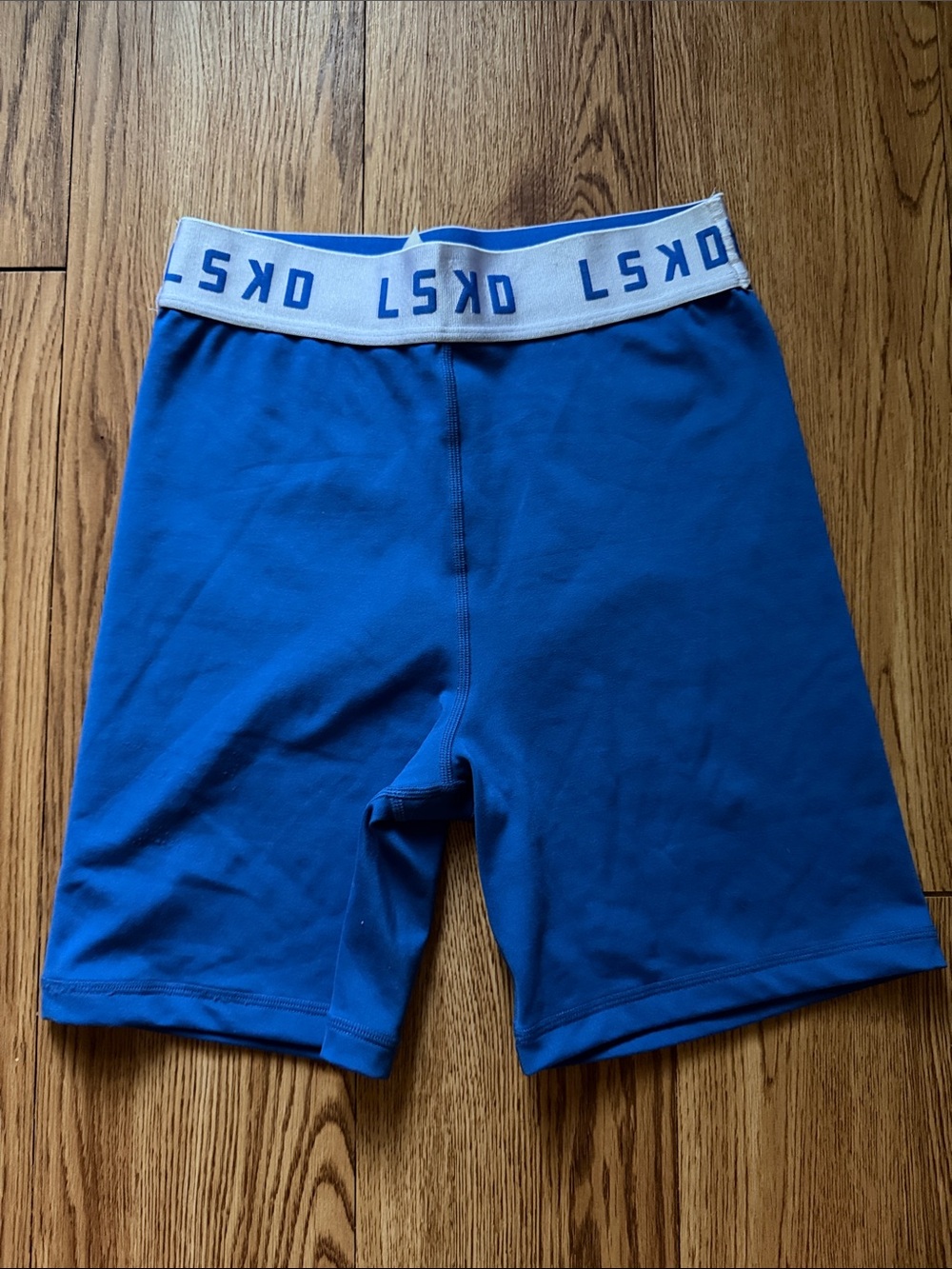 Blue Women's Bike Shorts with Branded Elastic Waistband